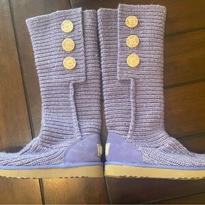 UGG Purple Knit Boots with Button Accents